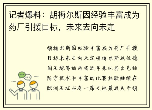 记者爆料：胡梅尔斯因经验丰富成为药厂引援目标，未来去向未定